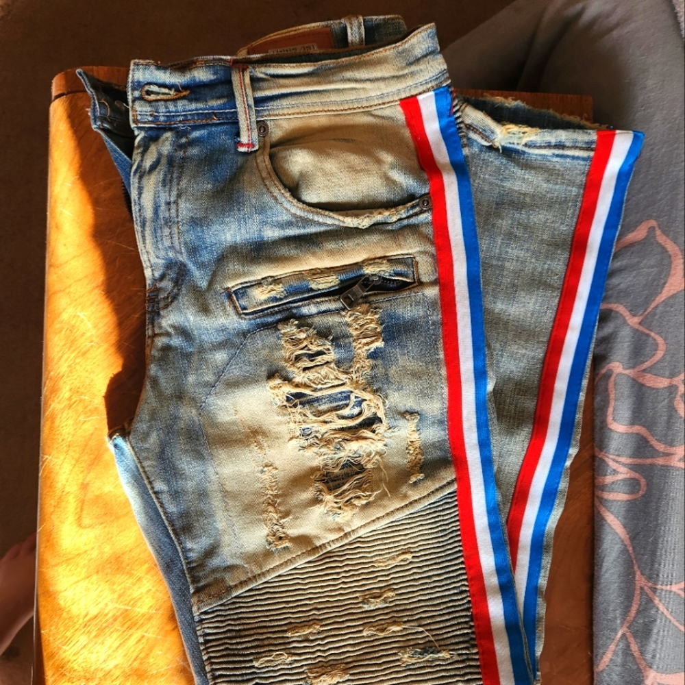 Men's Preme Distressed & Stacked Jeans (32/32)